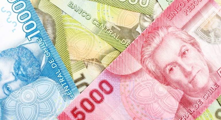 Varias denominaciones de billetes de pesos chilenos